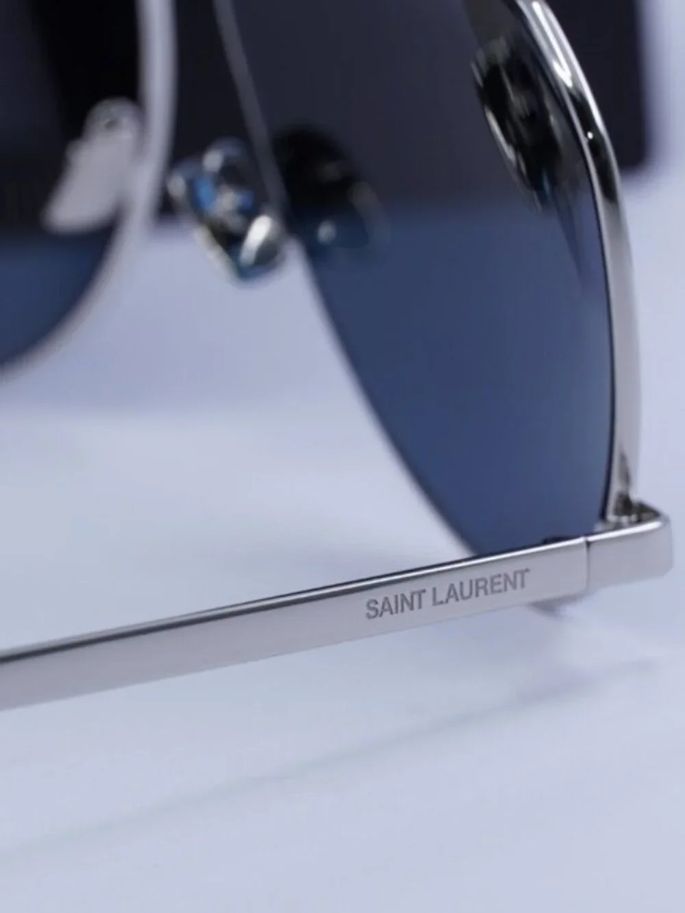 Saint Laurent SL690 DUST 003 Aviator Sunglasses - Silver/Blue